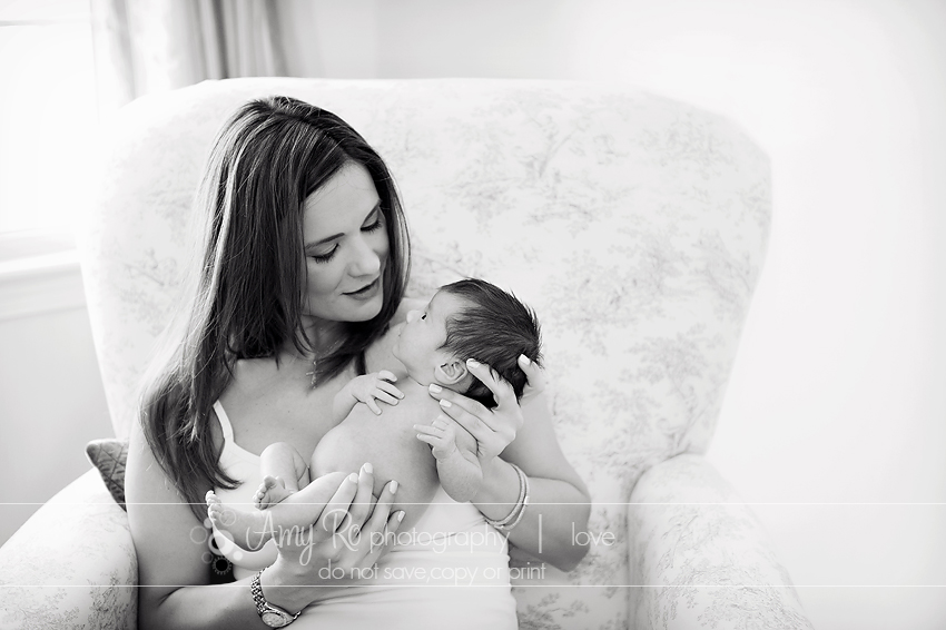 Beautiful mommy and newborn image, black and white