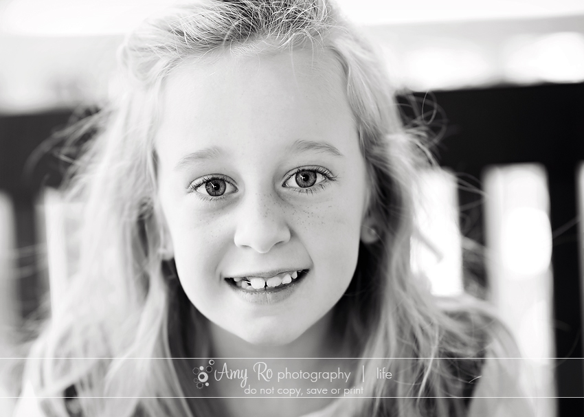 Beautiful black and white portrait of a little girl