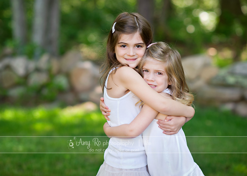 East Greenwich family, sisters hugging, South County photography