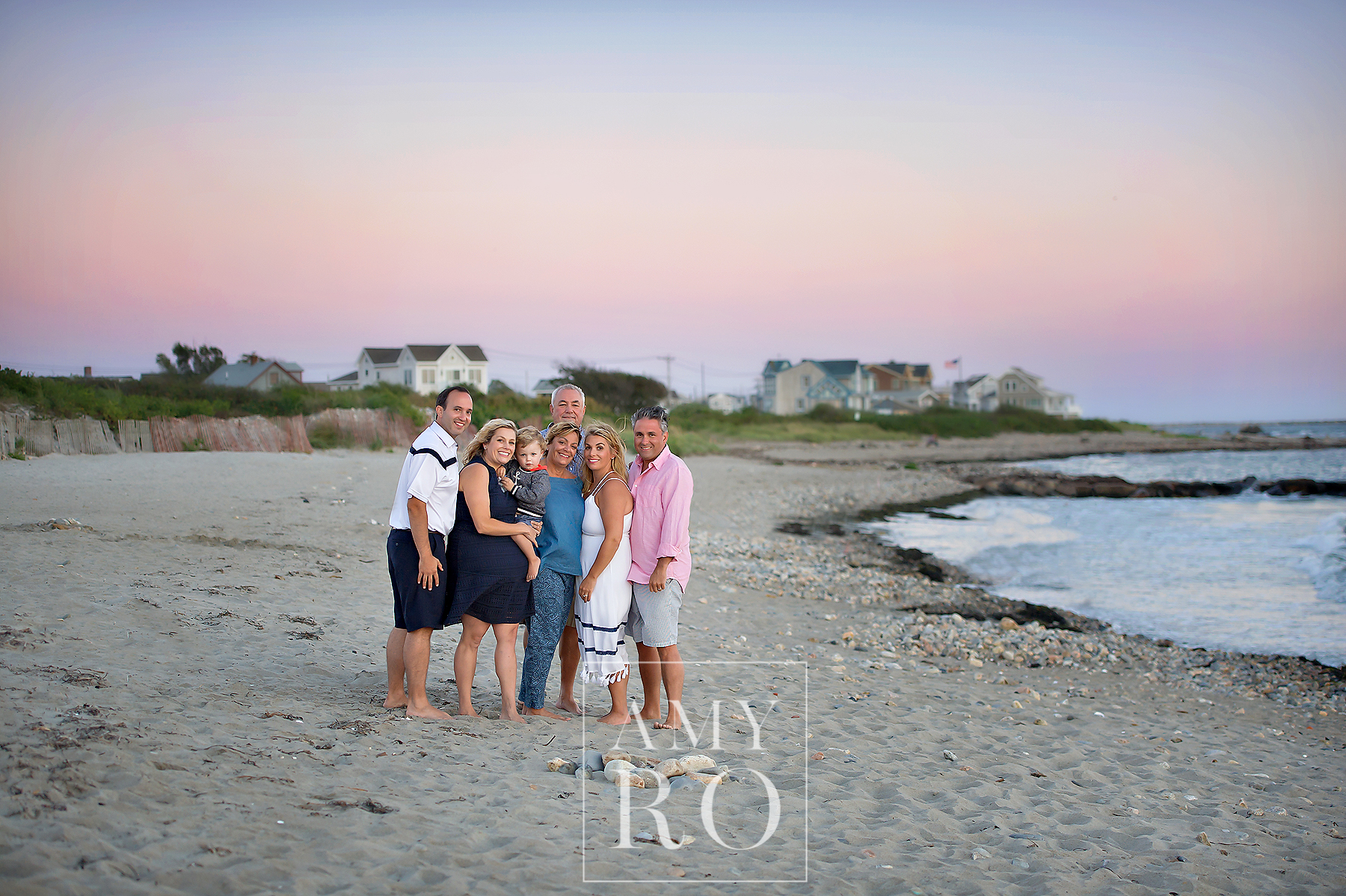 Family portrait taken in Narragansett on the beach