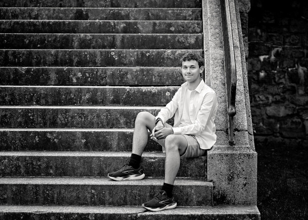 Cumberland High School Rhode Island senior on stairs