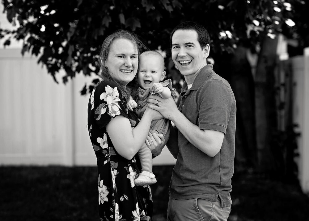 Family portrait with baby on location family session Rhode Island