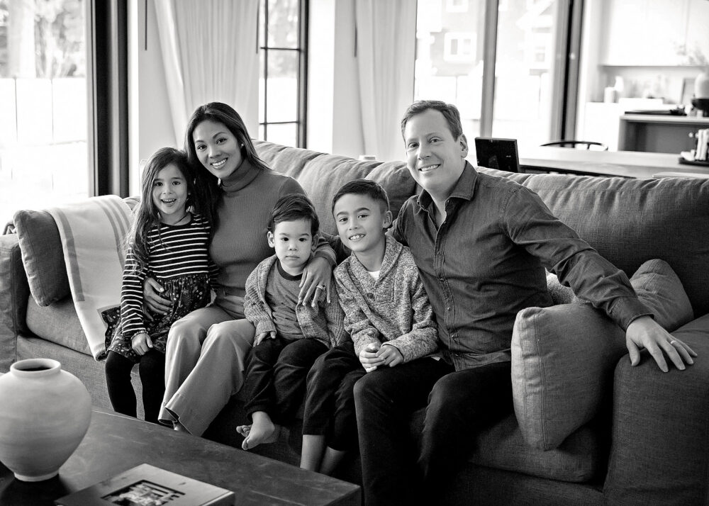 In home family session couch East Side of Providence
