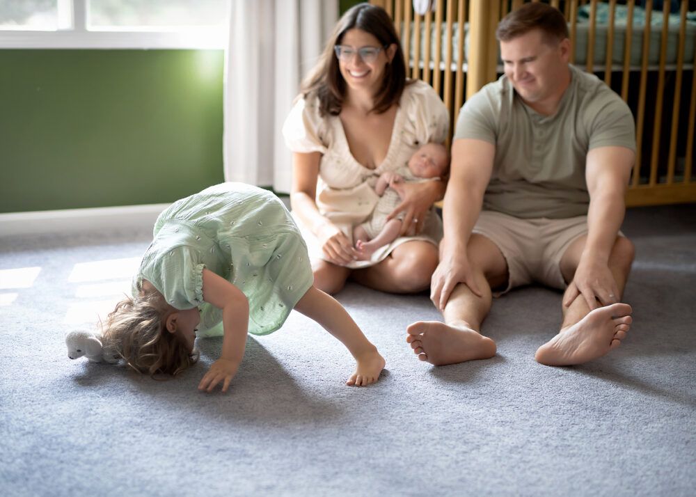 Newborn portraits with siblings in Newport Rhode Island