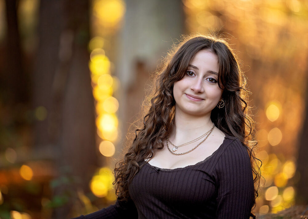 Backlit senior photo Lincoln Woods